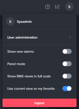 Example of where to set the "Use current view as my favorite"-toggle